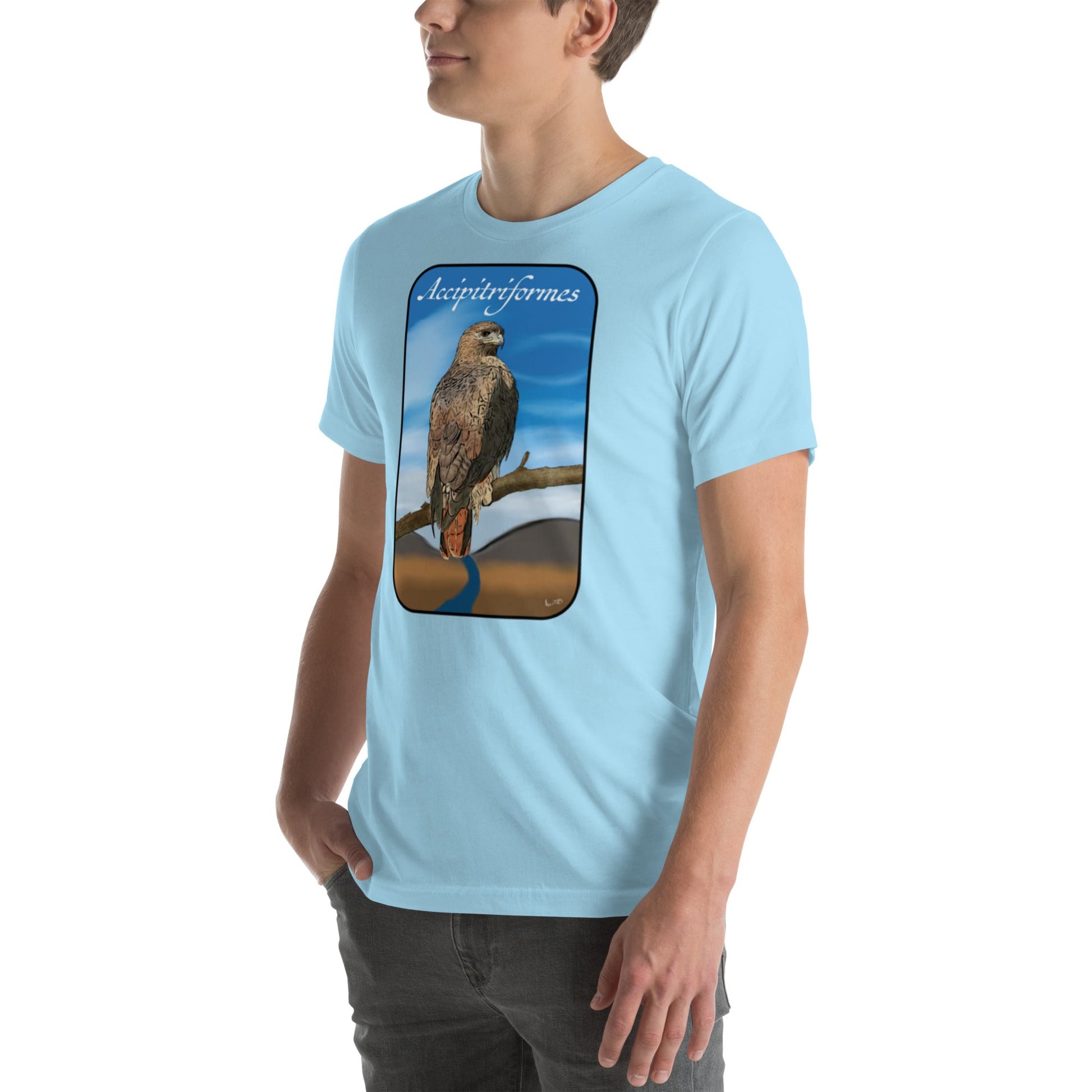 Accipitriformes 2024 - Bella Canvas T-Shirt - Red - Tailed Hawk (Buteo jamaicensis) - Science Label