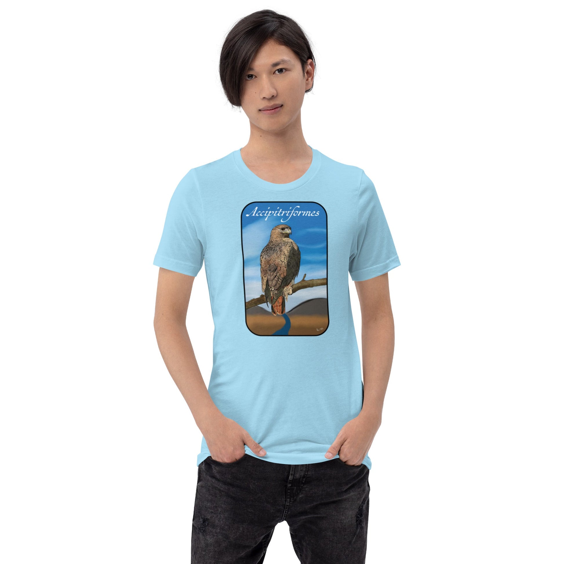 Accipitriformes 2024 - Bella Canvas T-Shirt - Red - Tailed Hawk (Buteo jamaicensis) - Science Label