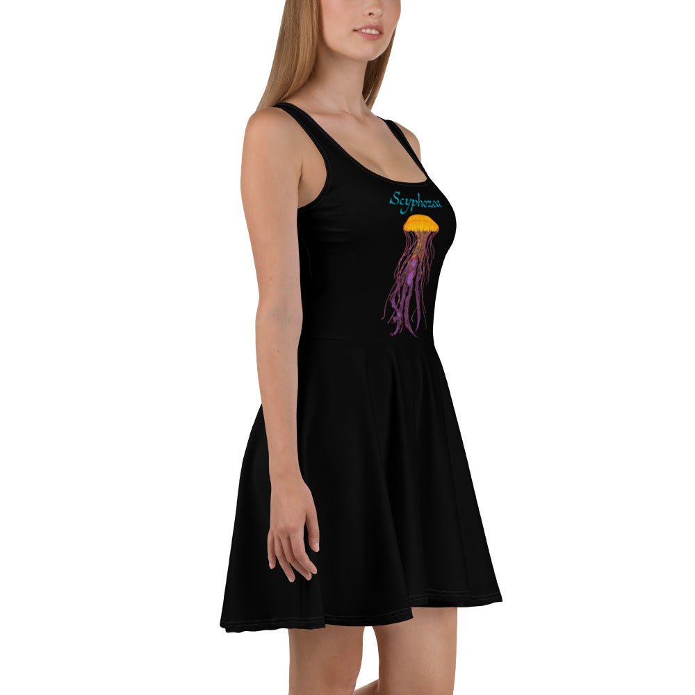 Jellyfish (Scyphozoa) Skater Dress - Black - Science Label