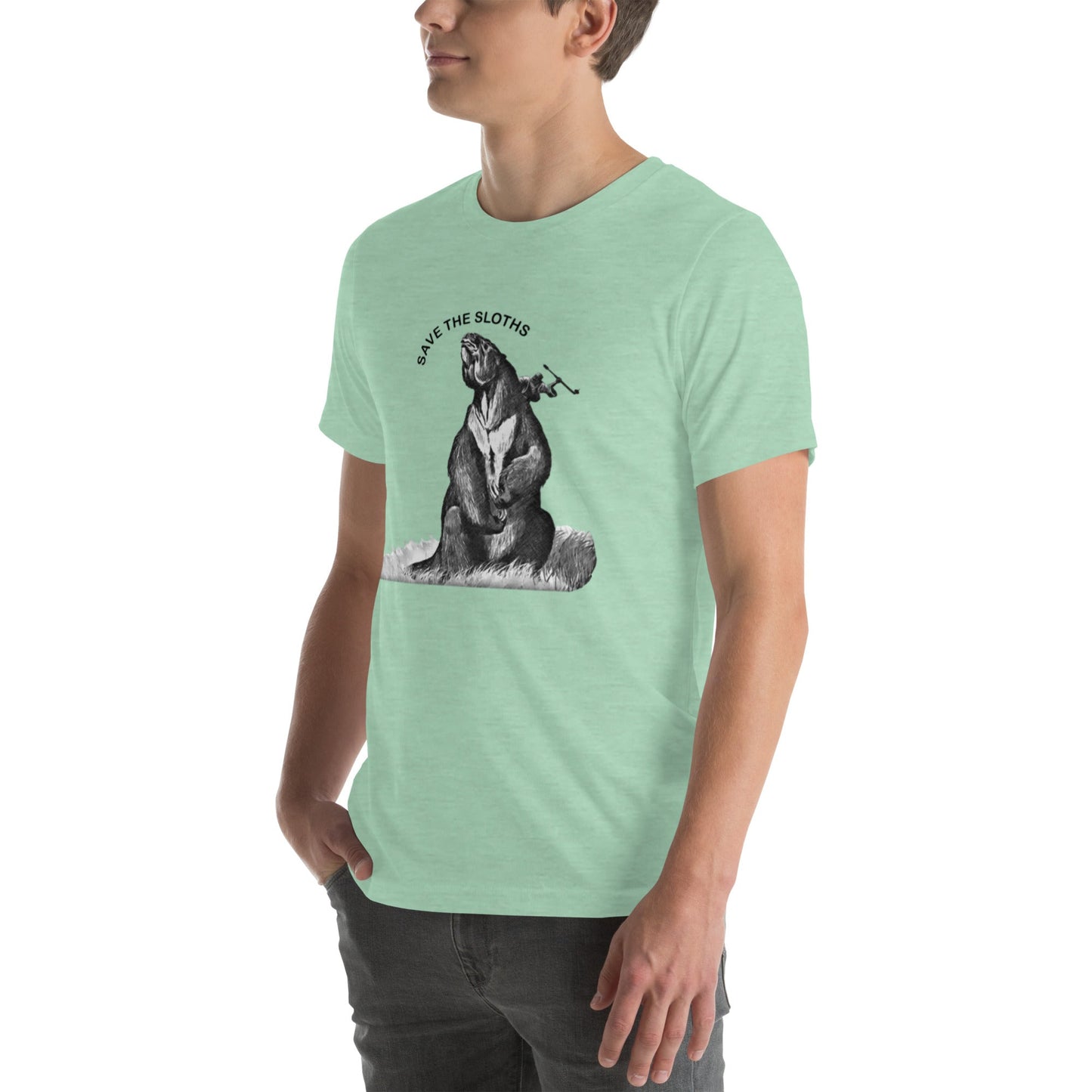 Save the Sloths 2024 - Bella Canvas T-Shirt - Giant Ground Sloth (Megatherium) - Science Label