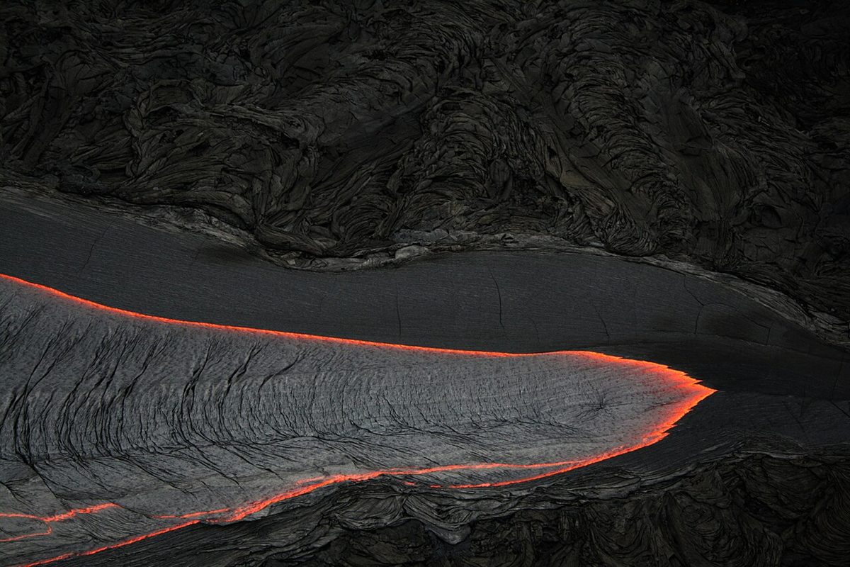 Photograph of Pahoehoe Basalt (Ropy Effusive Basaltic Lava)